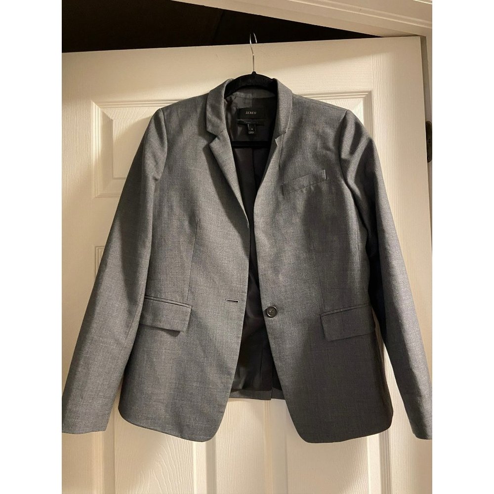 J. Crew | One Button Gray Blazer Super 120s Sz 10 100% Wool